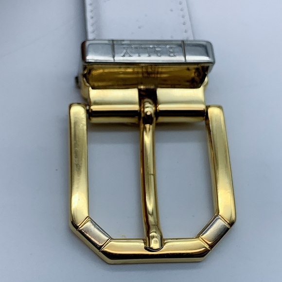Bally Gold-Tone Buckle Leather Belt in White - Picture 9 of 11